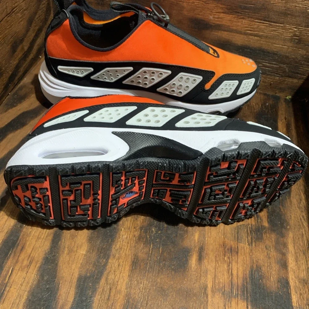 Nike Air Sunder Max Low Top Sneakers Orange Black White Zip Lace Up Size 7